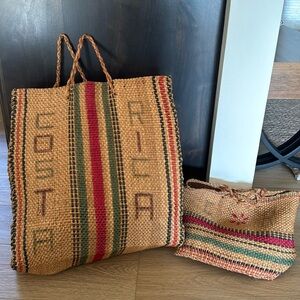 Costa Rica Vintage Straw Woven Tote Bag & Hand Bag